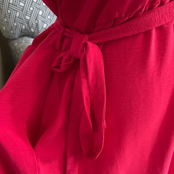 🆕 Chic iyla Coral/Red V-Neck Dress, NWT, Size XL - Picture 5 of 12
